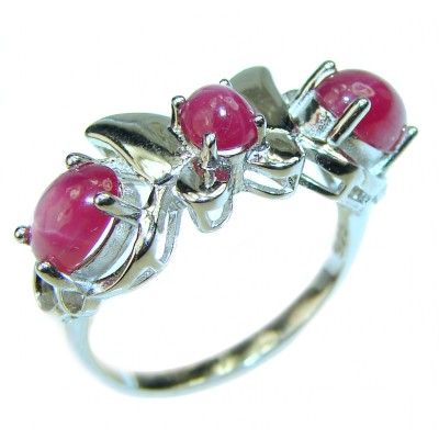 Unique Star Ruby .925 Sterling Silver handcrafted Ring size 7 1/4