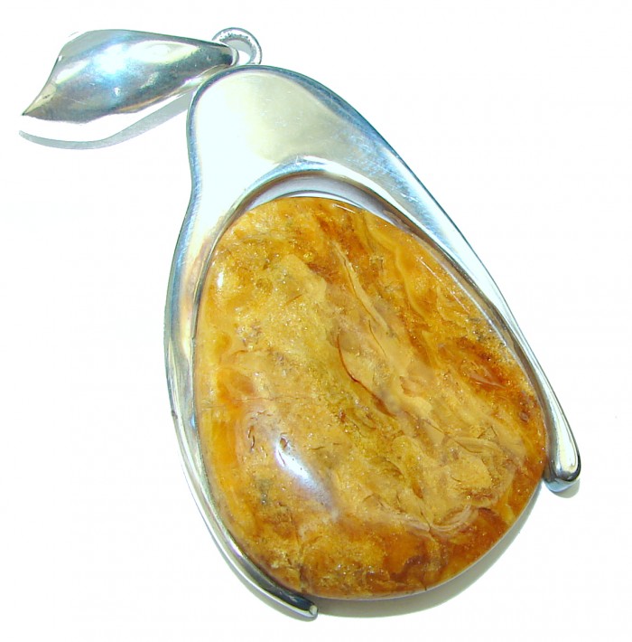 Huge Rough Baltic Amber .925 Sterling Silver handmade Pendant