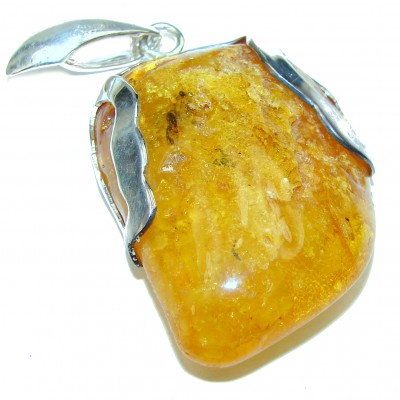 Golden Baltic Amber .925 Sterling Silver handmade pendant