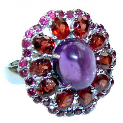 Spectacular genuine Amethyst .925 Sterling Silver Handcrafted Ring size 9
