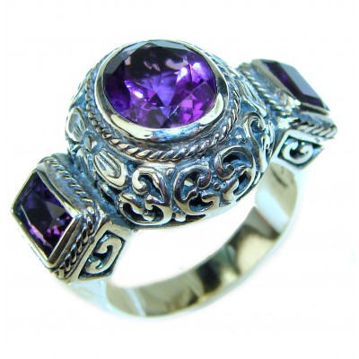 Purple Amethyst .925 Sterling Silver Handcrafted Ring size 7 1/4