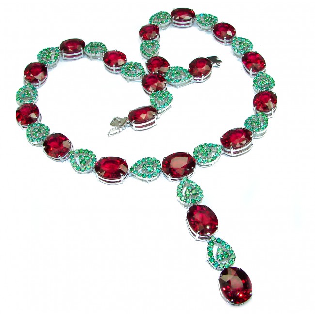 Extravaganza 22 inches long Natural Red Topaz .925 Sterling Silver handcrafted NECKLACE