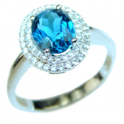 Magic Perfection Swiss Blue Topaz .925 Sterling Silver Ring size 8 1/4