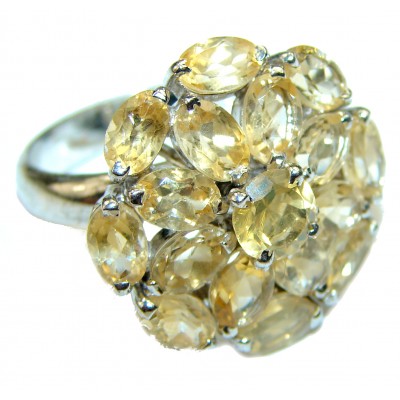 Sunny Flower Authentic Citrine .925 Sterling Silver Ring size 8 3/4