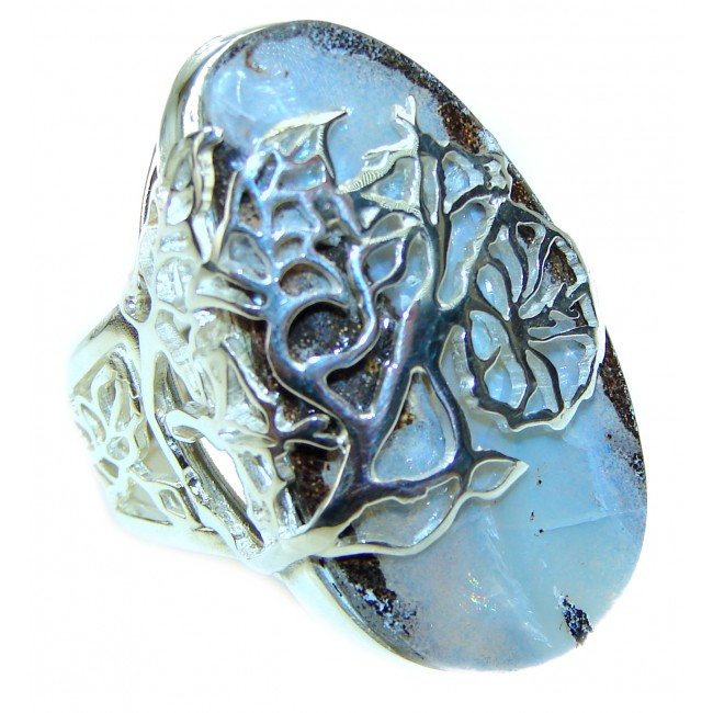 Australian Boulder Opal .925 Sterling Silver handcrafted ring size 7 adjustable