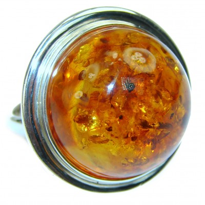 Authentic Baltic Amber .925 Sterling Silver handcrafted ring; s. 8 1/2