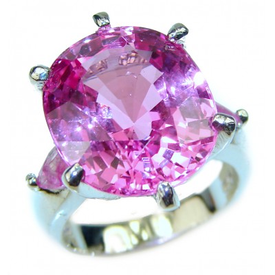 Pink Diva Pink Topaz .925 Silver handcrafted Cocktail Ring s. 7
