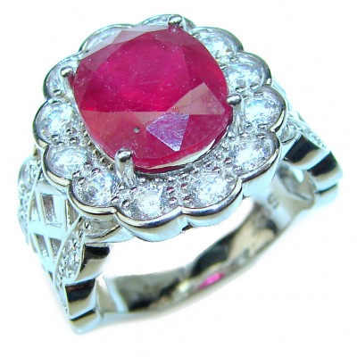 Fancy Authentic Ruby .925 Sterling Silver Ring size 6