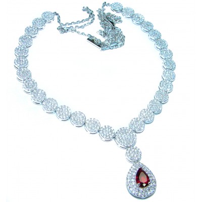 Very Elegant Garnet .925 Sterling Silver handmade Necklace