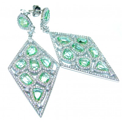Exclusive Green Amethyst .925 Sterling Silver HANDCRAFTED Earrings