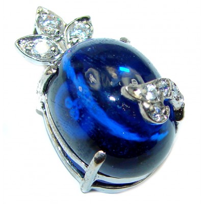 Incredible authentic Blue Topaz .925 Sterling Silver handmade pendant