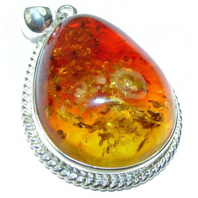 Large Baltic Amber .925 Sterling Silver handmade Pendant