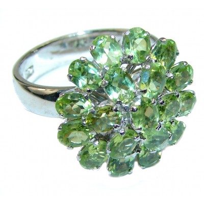Genuine Peridot .925 Sterling Silver Handcrafted Ring size 6 3/4