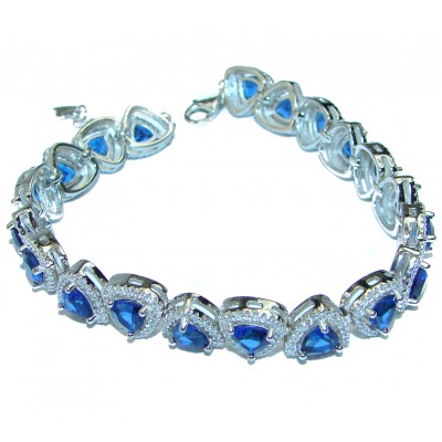 Authentic deep Blue Sapphire .925 Sterling Silver handcrafted Bracelet