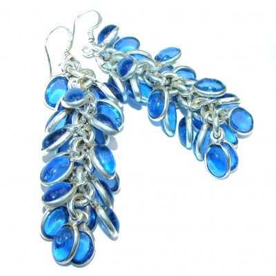 Gorgeous Blue Quartz .925 Sterling Silver handcrafted Cha - Cha earrings