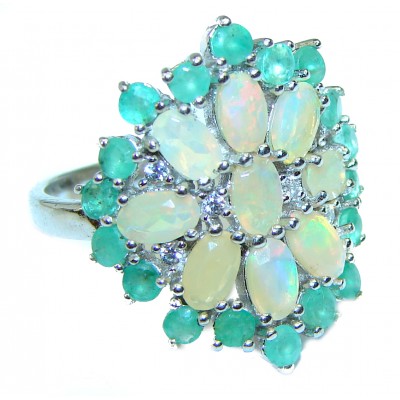 New Universe Ethiopian Opal .925 Sterling Silver handmade Ring size 9