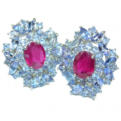 Spectacular Ruby Tanzanite .925 Sterling Silver handcrafted earrings