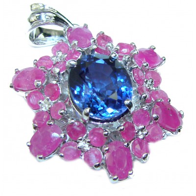 Maryam London Blue Topaz Ruby .925 Sterling Silver handmade pendant