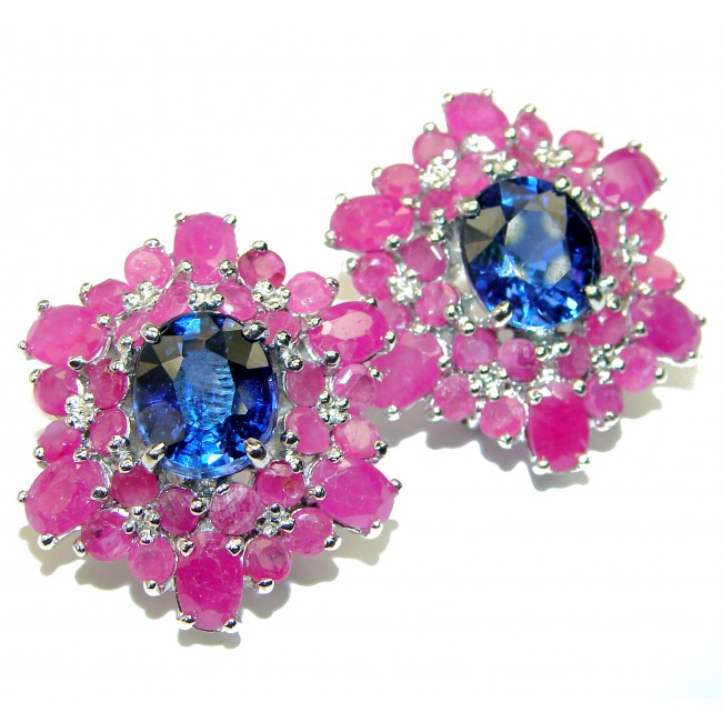 Maryam London Blue Topaz Ruby .925 Sterling Silver handcrafted earrings