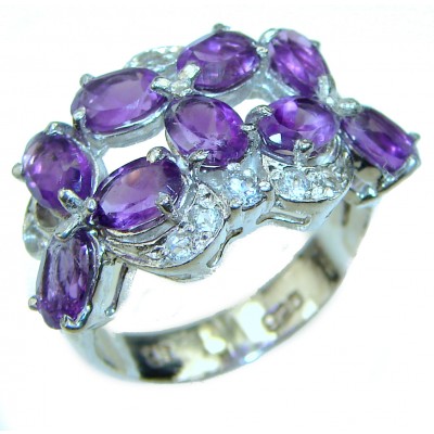 Spectacular genuine Amethyst .925 Sterling Silver Handcrafted Ring size 8 1/4