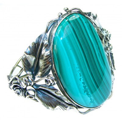 Eternal Paradise 79.9 grams Natural Malachite .925 Sterling Silver handcrafted Bracelet / Cuff
