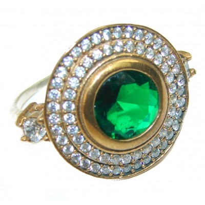 created Emerald .925 Sterling Silver handcrafted Ring size 8