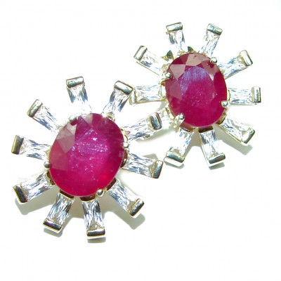 True Passion authentic Ruby 14K Gold over .925 Sterling Silver handcrafted earrings