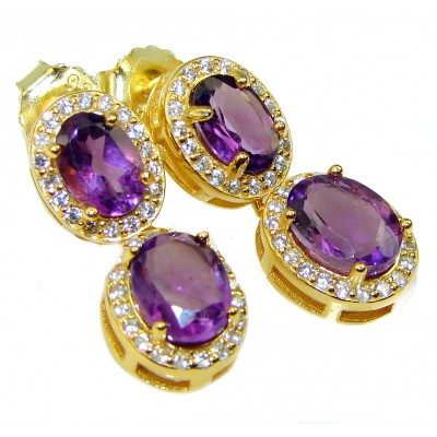 Amazing authentic Amethyst 18K Gold over .925 Sterling Silver earrings