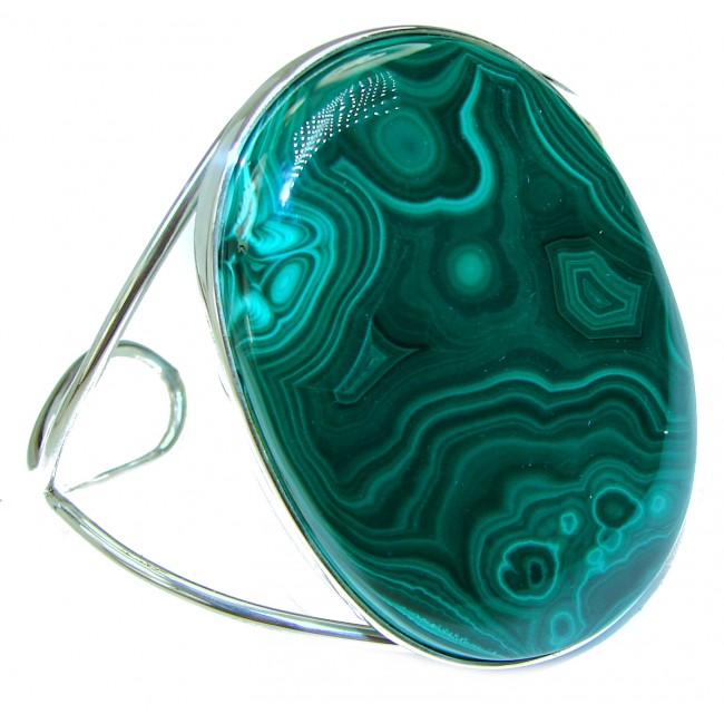 Eternal Paradise 65.5grams Natural Malachite .925 Sterling Silver handcrafted Bracelet / Cuff