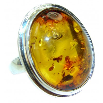 HUGE Authentic Baltic Amber .925 Sterling Silver handcrafted ring; s. 9 1/4
