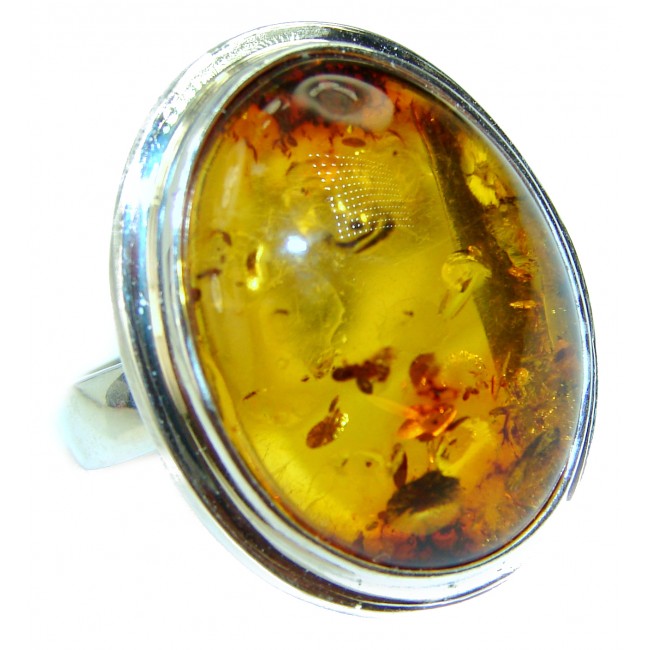 HUGE Authentic Baltic Amber .925 Sterling Silver handcrafted ring; s. 9 1/4