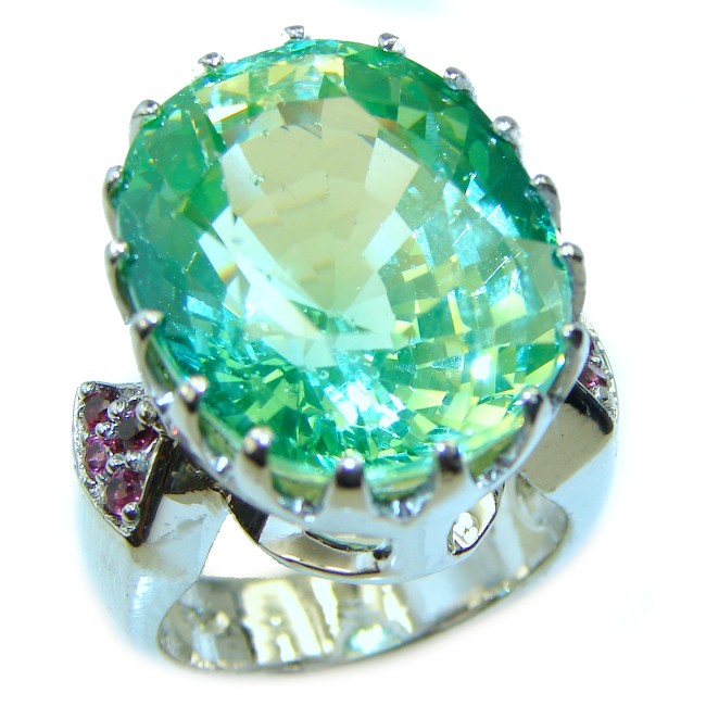 Earth Treasure Green Amethyst .925 Sterling Silver handcrafted ring size 7 1/4