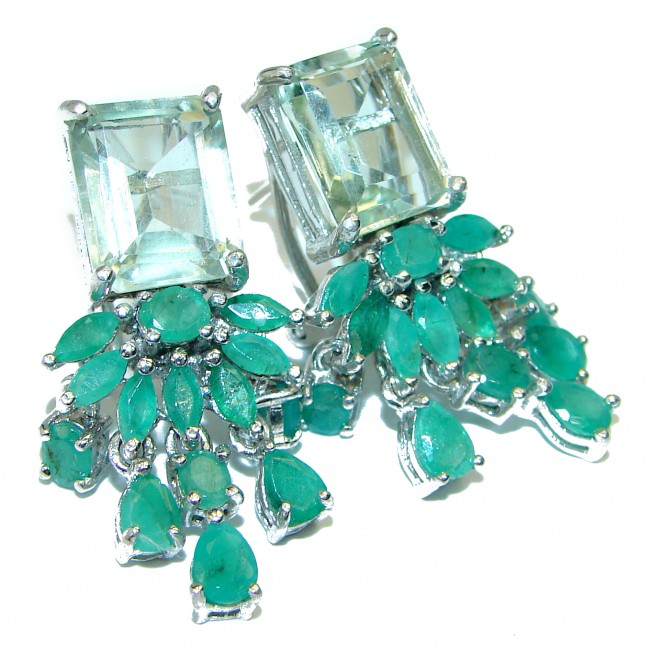 Juicy Green Amethyst Emerald .925 Sterling Silver handcrafted incredible earrings