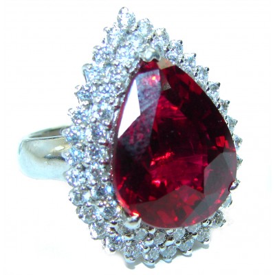 Huge Red Power Red Topaz .925 Sterling Silver handcrafted Ring size 7