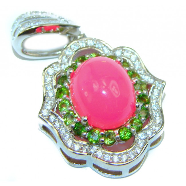 Spectacular Pink Fire Opal .925 Sterling Silver handmade Pendant
