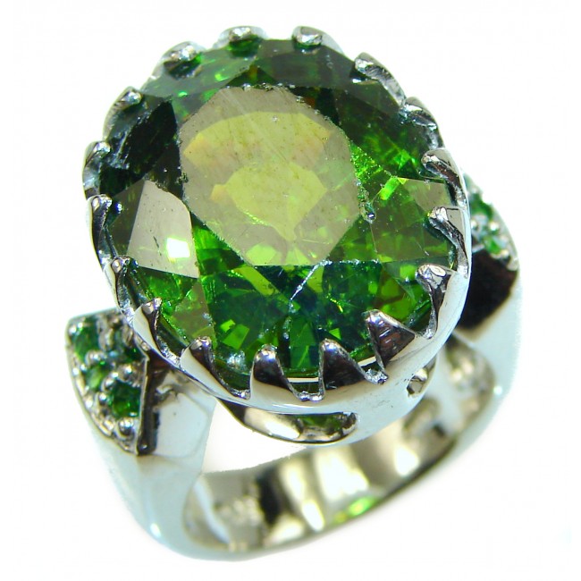 Earth Treasure Green Amethyst .925 Sterling Silver handcrafted ring size 5 3/4