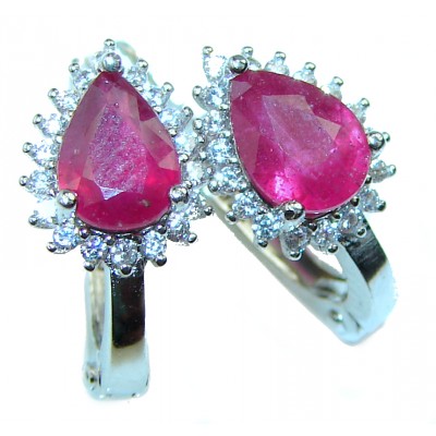 Spectacular 6.5 carat Ruby .925 Sterling Silver handcrafted earrings