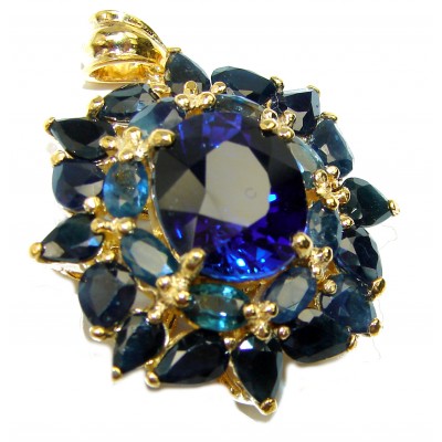 Precious Sapphire 14K Gold over .925 Sterling Silver handmade Pendant