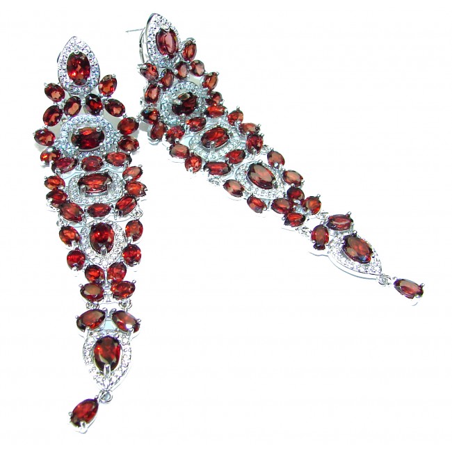 Spectacular Authentic Garnet .925 Sterling Silver handcrafted earrings