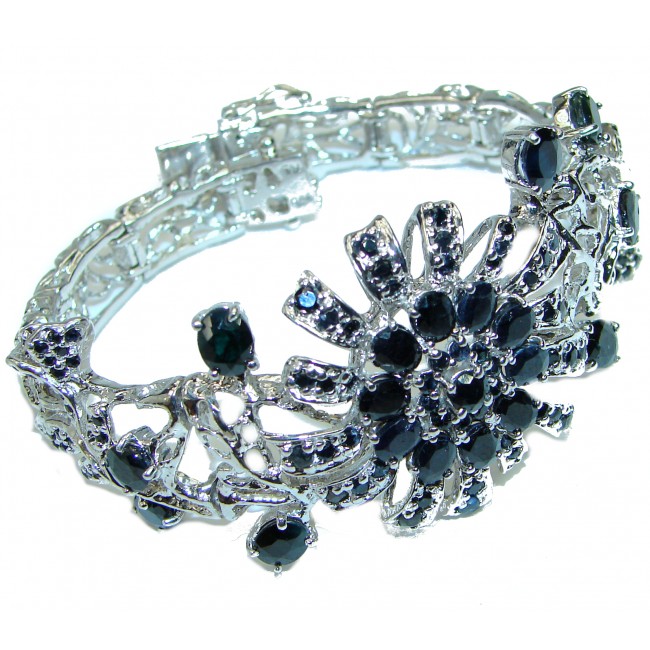 Luxurious Style Authentic Sapphire .925 Sterling Silver handmade Bracelet