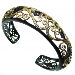 two tones Gold and Black Rhodium over .925 Sterling Silver handcrafted Bracelet