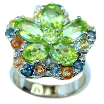 Green Power Peridot .925 Sterling Silver ring s. 6 3/4