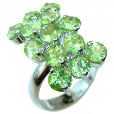 Green Peridot .925 Sterling Silver ring s. 7 3/4