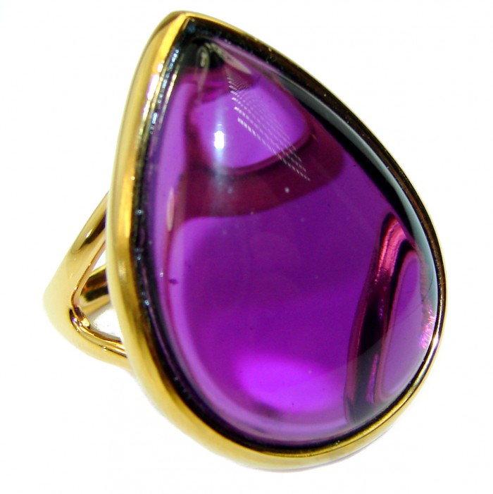 Spectacular Amethyst 14K Gold over .925 Sterling Silver Handcrafted Large Ring size 6 3/4