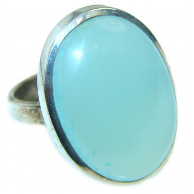 Blue Chalcedony Agate .925 Sterling Silver handcrafted Ring s. 9 1/4