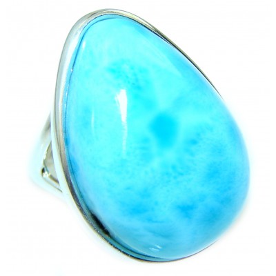 Precious authentic Blue Larimar .925 Sterling Silver handmade ring size 6