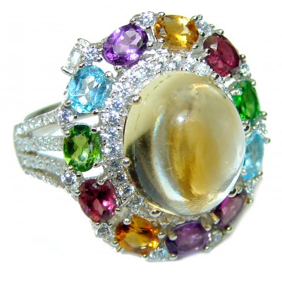 Royal Style 11.5 carat Citrine .925 Sterling Silver handmade Ring s. 6 1/4