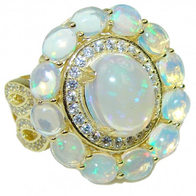 New Universe Ethiopian Opal 14K Gold over .925 Sterling Silver handmade Ring size 7
