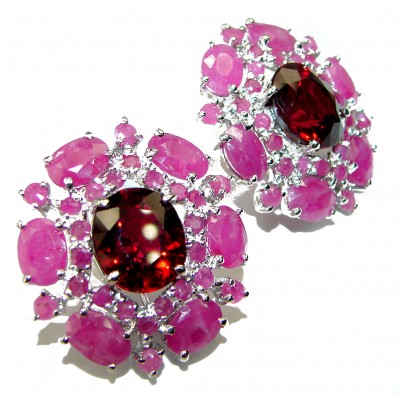 Incredible Red Topaz Ruby .925 Sterling Silver handcrafted earrings
