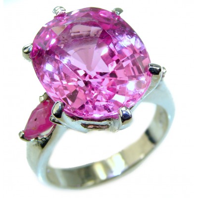 Real Diva Pink Topaz .925 Silver handcrafted Cocktail Ring s. 8